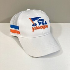Youth 2020 PGA JUNIOR LEAGUE HAT white blue orange striped mesh trucker jr. boys