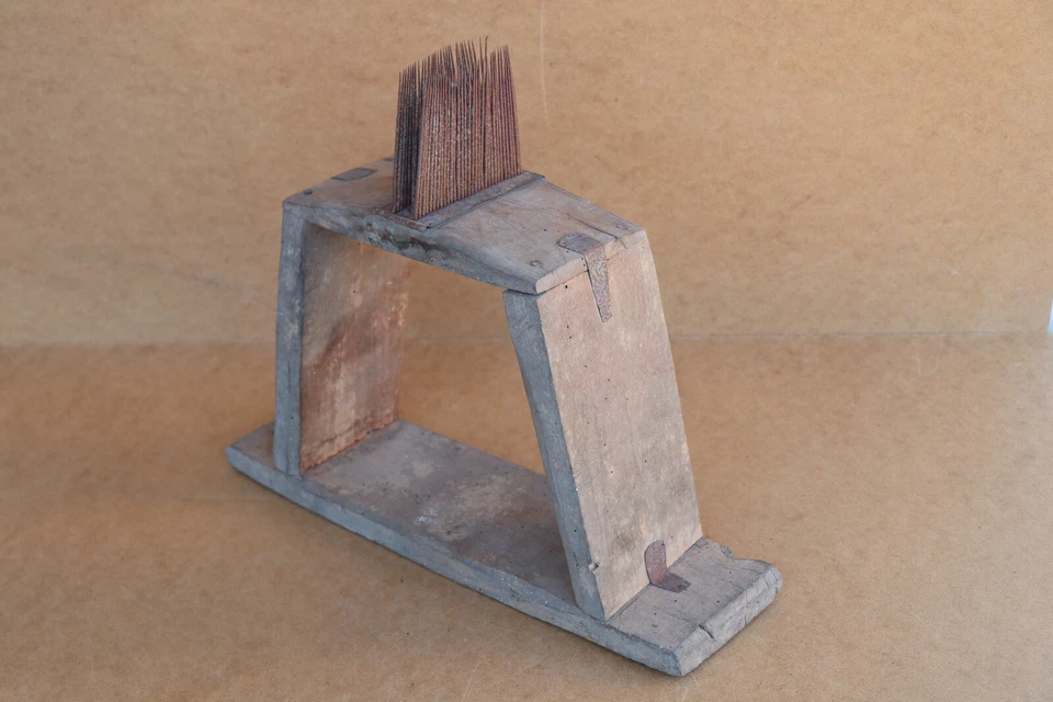 Flax Hatchel Hackling Comb Comber Antique Primitive Carding Tool Marked 1920s. - Image 3 of 4