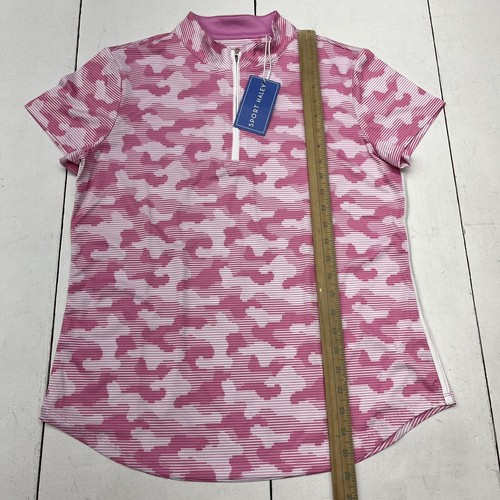 Sport Haley Pink Camo Print Short Sleeve Zip-Up Polo Women’s Size Large - Picture 5 of 7