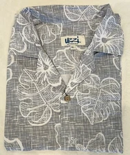 Aloha by UZZI Men's Hawaiian shirt-Slate/gray-XL-button up,collared, 1 pocket