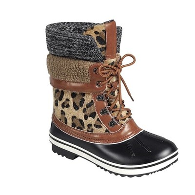 womens leopard print duck boots