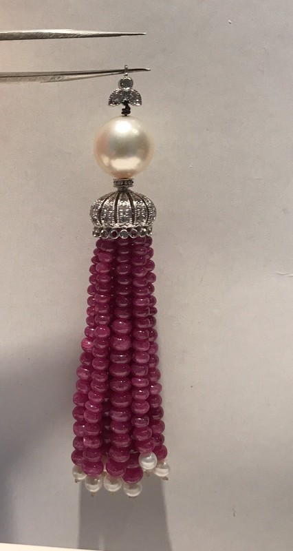 Ruby Bead South Sea Pearl Tassel