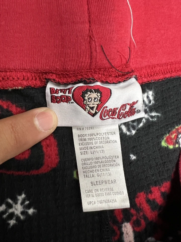 Pantalones de pijama Betty Boop Coca Cola 2009 con estampado integral para mujer - L Foto 3 de 4