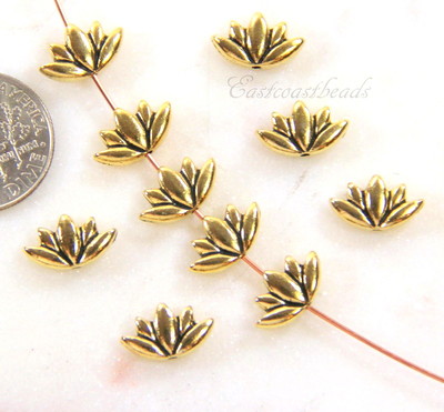 TierraCast Small Lotus Flower Beads 1212 6 or More Pcs Silver Plate Pewter