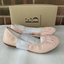 Ellen Degeneres Langlee Pink Leather Slip On Flats Big Girl  s US 3 M NEW