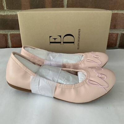 Ellen Degeneres Langlee Pink Leather Slip On Flats Big Girl's US