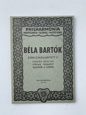 Noten . Bartok. Streichquartett II.    Taschenpartitur.