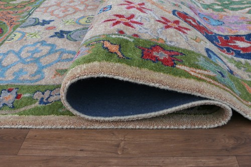 Handmade Pattern ikat PinkTraditional Oriental Style 100% Wool - Picture 14 of 15