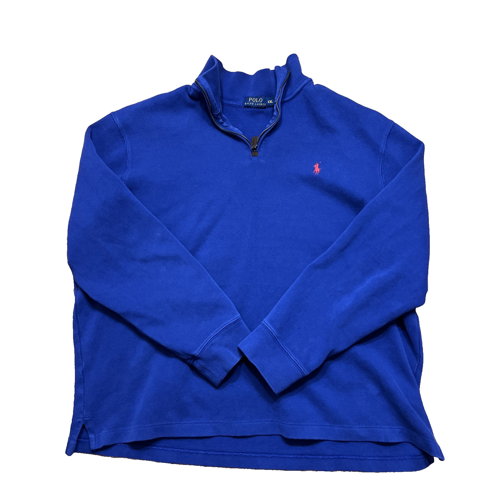 Polo Ralph Lauren maglione a costine uomo 2XL blu cotone quarto zip pony  casual
