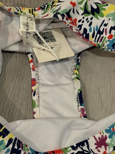 CUPSHE Women’s High Waist White White Floral Bikini Swim Bottoms XL NWT New - Picture 4 of 4