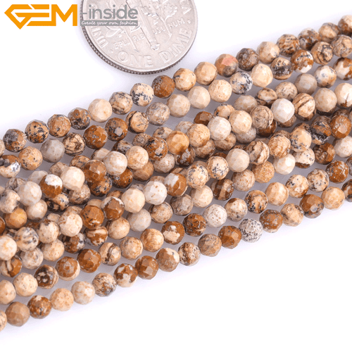 Natural Picture Jasper Stone Loose Beads Faceted For Jewelry Making strand 15" - Picture 42 of 43