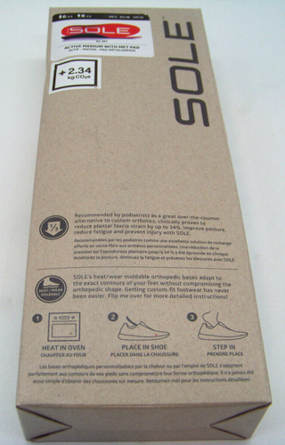 Sole Active Medium Insoles With Met Pad Customizable Orth Mens Sz 6 Womens Sz 8