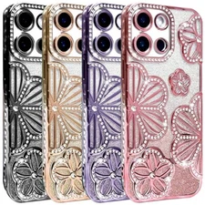 For Moto G Stylus 5G 2025 Phone Case Electroplated Glitter Floral Design Cover