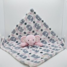 Blankets and Beyond Elephant Plush Security Blanket Lovey Pink Gray Baby Girl