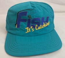 Vintage Embroidered FISHING “It’s Catching”Snapback Fishing Hat Made in USA