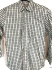 Peter Millar Shirt Size Medium Blue Plaid Long Sleeve Button Front Mens Cotton