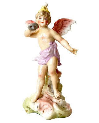 Antike Worcester Engel Cherub Amor Porzellan Figur Maskerade Maske 18. Jh.