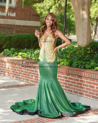 Luxury Green Beaded Prom Dress Tassels Diamond Crystal Black Girl Birthday  Gown | eBay