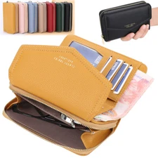 RFID Blocking Women Small Clutch Leather Wallet Credit Card Holder Trifold Purse