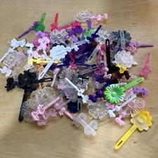 Vintage Barrettes Plastic Hair Clips 80's 90's Flowers Bows Lot of 100