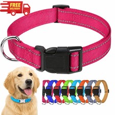 Adjustable Nylon Dog Collar Puppy Pet Collar Buckle Neck Collar S-XL Solid Color