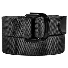 Mens Belts Plus Size Canvas Double D Ring Black Fabric Cloth All Size 39inch