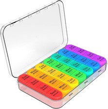 Daviky Weekly Pill Organizer 4 Times a Day, Pill Box 7 Day, Medicine Organizer