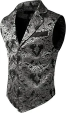 Men's Steampunk Gothic Waistcoat Victorian Suit Vest Slim Fit Formal Cosplay