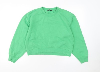 Zara Damen Grün Rundhals Langarm Pullover Sweatshirt Gr. S