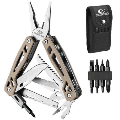 MOSSY OAK Multitool, 22-in-1 Stainless Steel Pliers with 22-in-1, Desert 