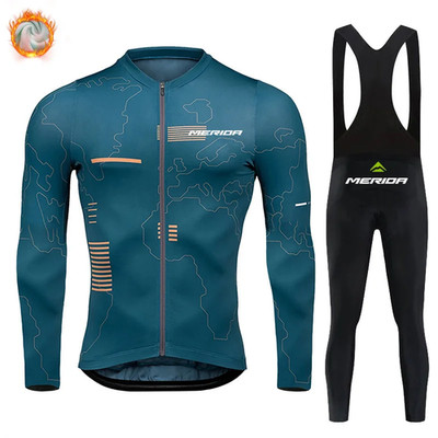 Merida Bike Team Winter Langarm Fahrradbekleidung Herren Thermo Fleece 