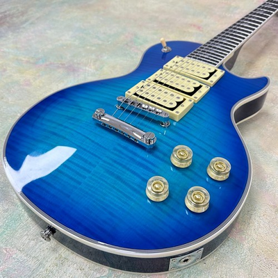 #ad US warehouse LP Ace Frehley Blue Flame Electric Guitar Maple Top HHH Fast Ship $302.10
