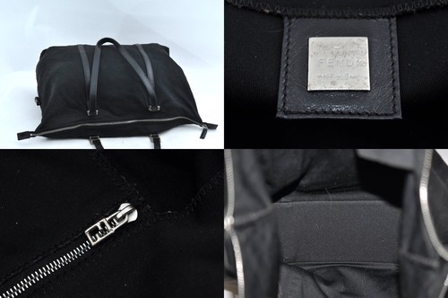 Authentic FENDI Jersey Leather Shoulder Tote Bag Black Junk L2739 - Picture 9 of 10