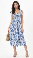 SHEIN Tall Allover Floral knot Shoulder Smocked Bodice Dress Size Medium