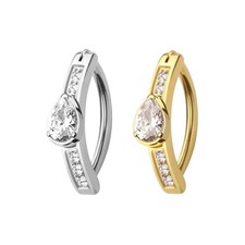 14G Teardrop Hinged Belly Button Rings Paved CZ Surgical Steel Sold Individually