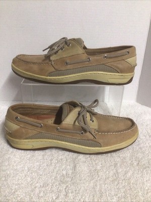 Sperry Top Sider Mens 12M Billfish Tan Beige Leather 3-Eye Low Top Moc Boat Shoe