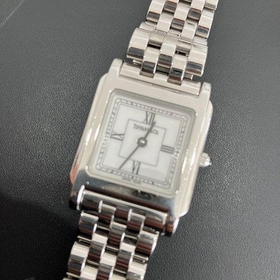 Tiffany & Co Classic Square Wristwatch Silver Stainless Steel Band