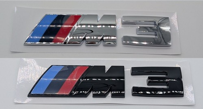 #ad M3 BADGE FOR REAR TRUNK GLOSS BLACK OR CHROME 120mm x 25mm $15.99