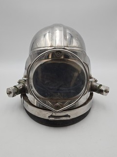 Vintage 70s Joe Savoie Stainless Steel Commercial Diving Helmet Deep Sea Diver