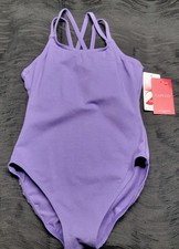 Capezio Girls Double Strap Camisole Leotard Purple Scoop Neckline SZ LC