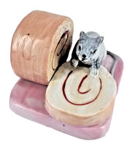 Ceramic Mouse With Swiss Roll Figure Pre-owned 