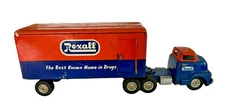 Vintage 1950s Rexall Drugs Truck & Tandem Trailers Friction Toy SSS Japan