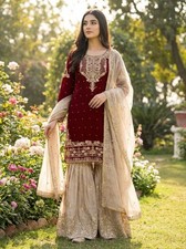 Salwar Kameez Pakistani Indian Wedding Party Wear Dress Bollywood Suit Sharara