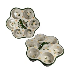 Temptations by Tara Old World Green Pair 2 Cupcake Baking Dishes 6 Spaces 11x11