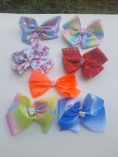 JoJo Siwa Large Hair Bows - Lot of 7- Rainbow Unicorn Tie Dye More