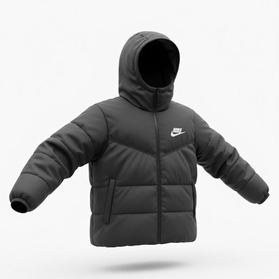 Nike Unisex Women Steppjacke Jacke mit Kapuze Reißverschluss Logo Schwarz XL