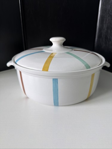 Vintage Mid-Century de SPHINX Parafeu Round Striped Covered Casserole Dish