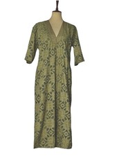 Zara Sage Green Guipure Lace Boho Midi Dress V-Neck Side Slit (Size XS) Lined