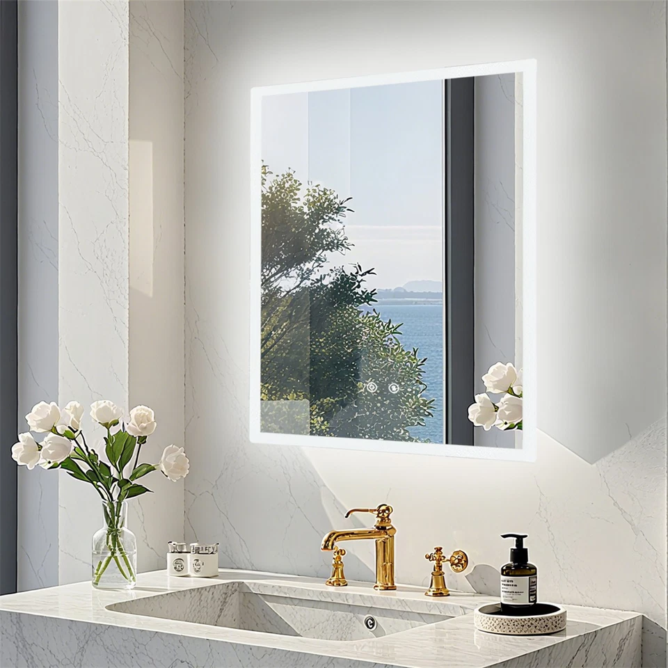 Badspiegel mit Beleuchtung LED Touch Dimmbar Spiegel 50 60 70 80 cm Antibeschlag