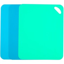 Plastic Flexible Cutting Mats for Kitchen, 3pcs Color Coded Chopping Board Se...